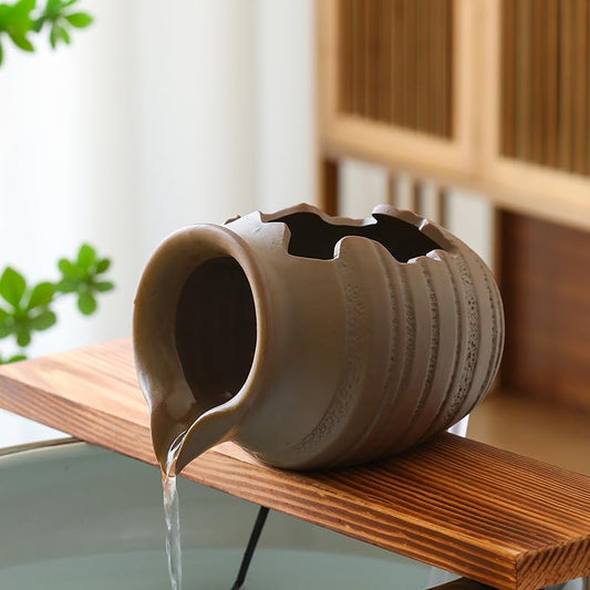 Outdoor Garden Fountain Spitter Pond Water Feature Pump DIY Ceramic Pot Decoration (7.4 inch Color 1) - color: 7.4 Inch Color 1
