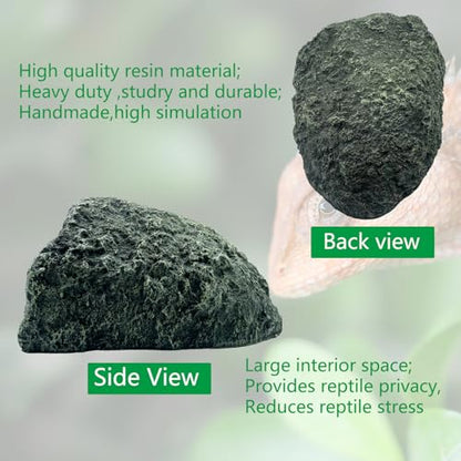 Extra Large Reptile Hides and Caves Simulation Rock Reptile Hideout Terrarium Habitat Décor for Bearded Dragon Lizards Ball Python Snakes Turtle Large Reptiles Amphibians