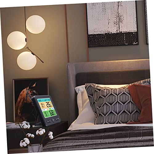 Multi-Function Digital Hygrometer and Clock for Home Use Temperature and Humidity Monitor with Large Display Accurate Indoor Climate Control Tool for Reptiles Office and More