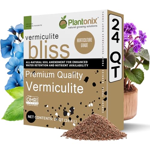 Vermiculite Bliss (24 Qts) - Organic Vermiculite for Gardening - 100% Natural Soil Amendment - Bulk Vermiculite for Plants, Potting Soil, & Seed Starting - Mixes with Garden Soil & Perlite for Plants - color: Vermiculite Bliss (24 Qts)