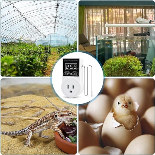 Temperature Controller Plug Socket LCD Screen with Waterproof Sensor Probe for Reptile Home US Plug