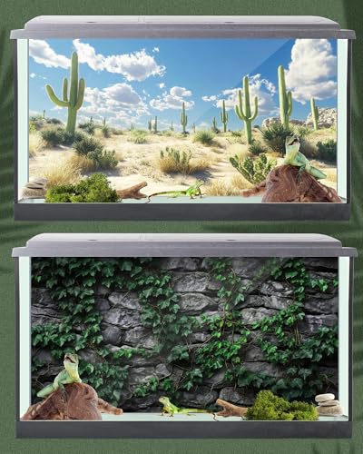 Breling 4 Pcs 30 x 11.8'' Reptile Tank Background 20/30 Gallon Polyester Tropical Rainforest Bearded Dragon Terrarium Background Decor for Crested Gecko, Python Regius, Tree Frogs, Chameleon - size: 30 x 11.8 Inch