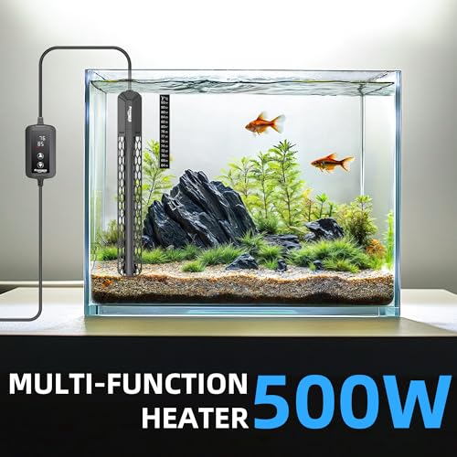 FREESEA Aquarium Heater for Fish Tank: 100W/200W/300W/500W Submersible Fish Tank Heater with Over-Temperature and Off-Water Protection for 75-120 Gallon Saltwater and Freshwater - size: 500W(75-120gallon)