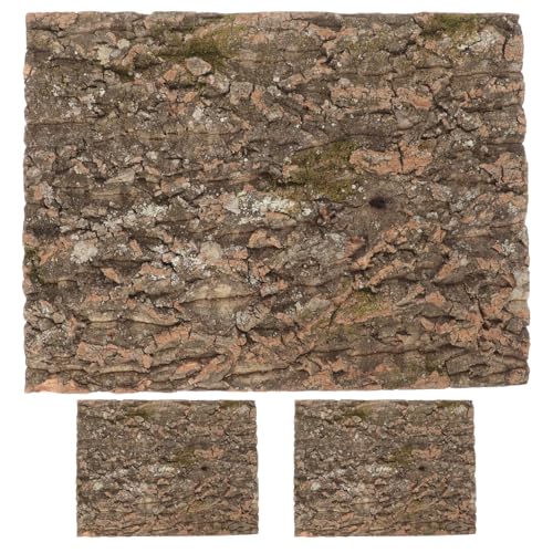 DECHOUS 3Pcs Natural Cork Bark Background for Reptile Tank, Terrarium Decor 15.8" X 12" Tree Barks Wall Panel Climbing Cork Pieces for Lizard Gecko Chameleon Snake Habitat