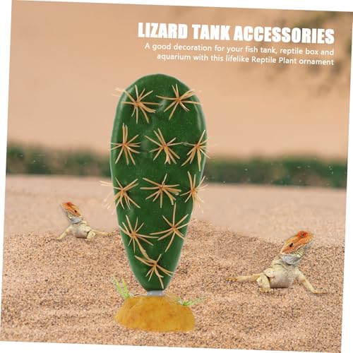 Simulation Reptile Plant Artificial Cactus for Terrarium and Aquarium Decor Plastic Resin Habitat Hideout Non-Fading Reptile Tank Accessory for Lizards Amphibians and Fish