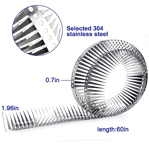 Bird Spikes - Stainless Steel Fence Spikes for Pigeons, Raccoons, Snakes - Deterrent Defender (60inch) - style: 60inch