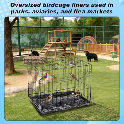 100 Pcs Large Disposable Bird Cage Liners Bulk 34'' x 22'' Elastic Plastic Small Animal Birds Cage Tray Liners Waterproof Universal Film Bird Accessories for Cockatiels Finches Canaries