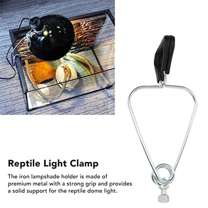 2 Sets Reptile Lampshade Holder, Adjustable Clamp Lamp Stand Iron Clamp Stand Fixture Heat Dome Light Bracket for Reptile Pets