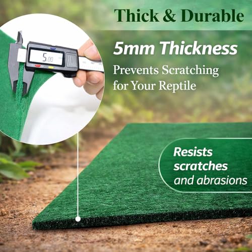 HERCOCCI 2 Pack Reptile Carpet, 39’’ x 20’’ Terrarium Bedding Substrate Liner Reptile Cage Mat Tank Accessories for Bearded Dragon Lizard Tortoise Leopard Gecko Snake (Green) - color: Green
