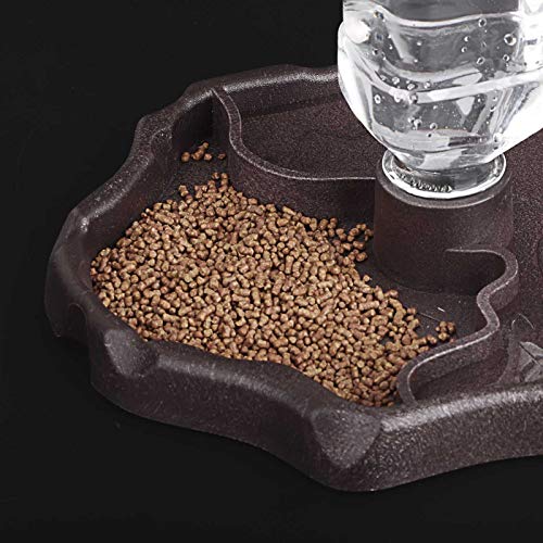 Automatic Reptile Feeder Reptile Food and Water Dish Bowl Bottle Tortoise Turtle Water Dispenser for Bearded Dragon Gecko Lizard (Brown) - color: Brown