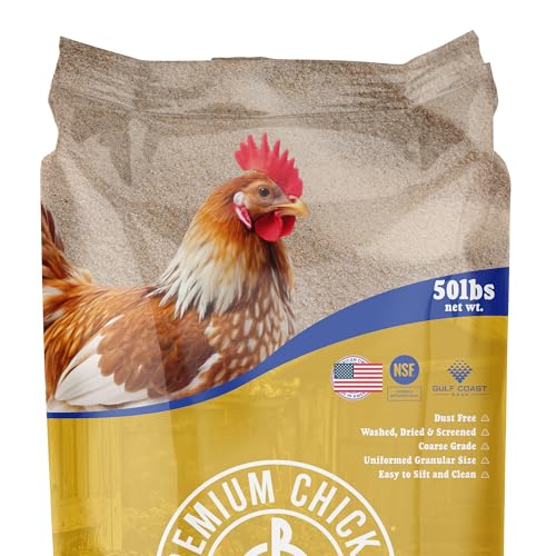 Premium Chicken Sand 50 lbs (2-Pack) – Dust-Free, Odor-Control Bedding for Chicken Coops, Nesting Boxes, and Runs – Natural Poultry Litter, 100 lbs Total - size: 2 Pack