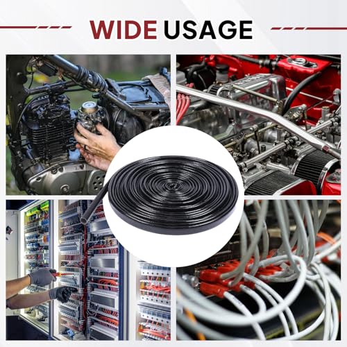 Silicone Fiberglass Sleeve Heat Shield Wire Protective High Temperature Electrical Insulation Self-extinguishing Black (3/16"- 9ft) - style: 3/16"- 9ft