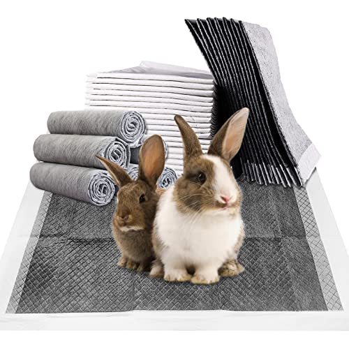 Fhiny Rabbit Pee Pads, 13" x 18" 100 PCS Disposable Bunny Pads Charcoal Leak-Proof Super Absorbent Potty Training Pad with Quick-Dry Surface for Dogs Puppies Cats Kittens or Small Pets - color: Gray, size: Small-13'' x 18''-100 PCS