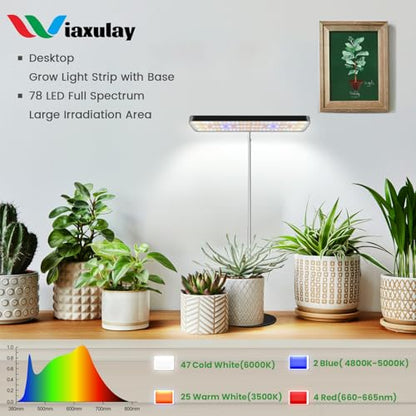 Wiaxulay Grow Lights for Indoor Plants Full Spectrum, 78 LED/11 in Desktop Plant Grow Light with Metal Base, Height Adjustable 7.8-26 in, 3 Lighting Modes, Auto Timer 6/12/16 Hrs, 5 Brightness,1 Pack - size: 1 Pack(Black)