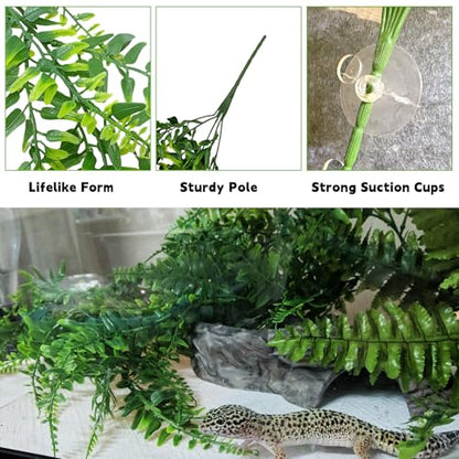 BNOSDM Reptile Plants,Flexible Rainforest Vines with Moss,Bendable Jungle Climbing Vines,Terrarium Artificial Plants Decor for Bearded Dragon,Hermit Crab,Snake,Geckos,Chameleon,Lizard - size: 3Pcs | Style: 43in Rainforest Vines