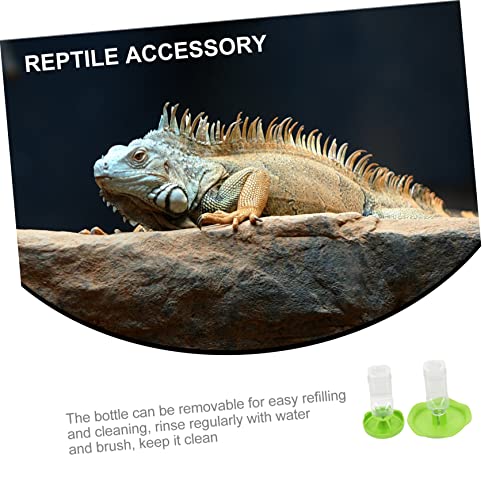 Kisangel 2-Pack Reptile Water Feeders Plastic Turtle and Lizard Feeding Dishes Fence Design for Small Pets Green Water Drinking Plate