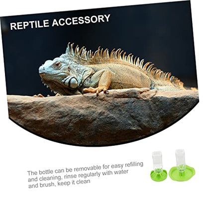 Kisangel 2-Pack Reptile Water Feeders Plastic Turtle and Lizard Feeding Dishes Fence Design for Small Pets Green Water Drinking Plate