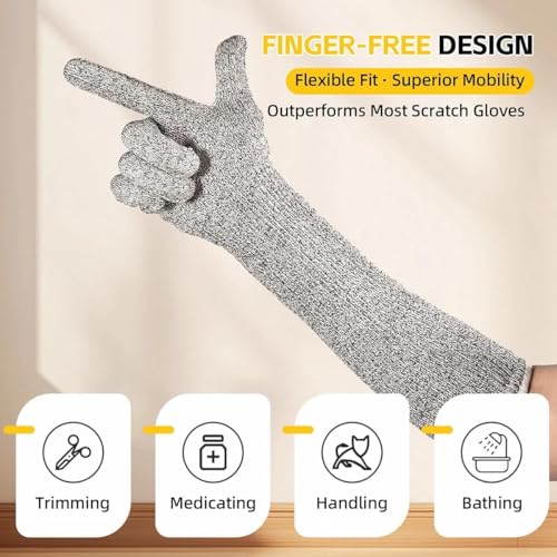 Ultra-Flexible Pet Handling Sleeves: 15.7” Kevlar Scratch-Resistant Gloves for Cat Grooming, Nail Trimming & Arm Protection - color: 3 Pairs