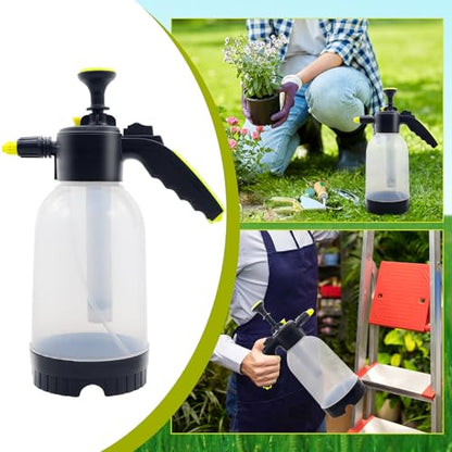 0.5 Gallon Handheld Pump Sprayer, 2L Garden Pressure Sprayer, 68oz Water Spray Bottle with Safety Valve, Adjustable Nozzle, for Watering,Plant Spraying, Home Cleaning, Fertilizing (Clear) - color: Clear