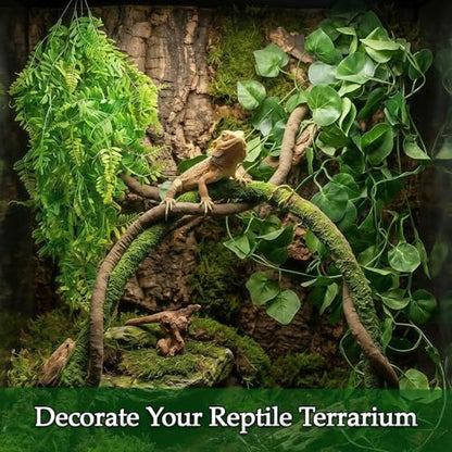 8 Pcs Reptile Plants for Terrarium Bearded Dragon Tank Accessories Artificial Hanging Reptile Vine Jungle Climbing Plant Vines Terrarium Decorations for Snakes Geckos Lizards Chameleons