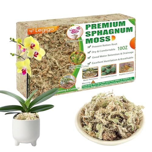 Legigo 10OZ Premium Sphagnum Moss for Plants 12QT Natural Long Fiber Moss Dried, Plant Moss for Orchid Repotting, Potted Plants, Succulents, Reptiles - color: 12 QT(Appx.10oz)