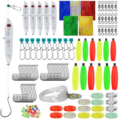 Catfish Rigs Tackle Making Kits,Catfishing Tackle Gear with Catfish Floats Lures,Sinker Slides Circle Hooks Swivels Double Rattle Beads Catfishing Tackle Equipment
