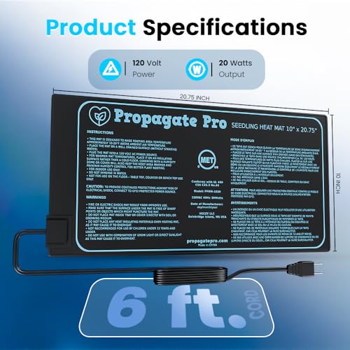 Seedling Heating Mat | Fits (1) Standard 1020 Tray | Germination Grow Heat Pad for Seed & Starter Plants Soil Warmer for Indoor Home Gardening (10x20 Double)