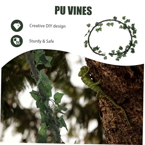 MERRYHAPY 1m Jungle Vines Rattan Strip with Suckers for Reptiles Flexible Habitat Decor for Lizards Frogs Snakes and with Suction Cups