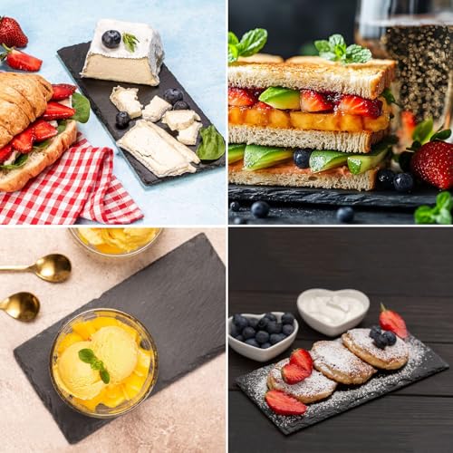 12 Pack 10 x 4.72 Inch Slate Cheese Boards, Black Rectangle Slate Charcuterie Boards, Natural Charcuterie Stone Plates for Parties, Gifts, and Special Events, Cheese, Sushi, Food. - size: 12 Pack 10 x 4.72 Inch