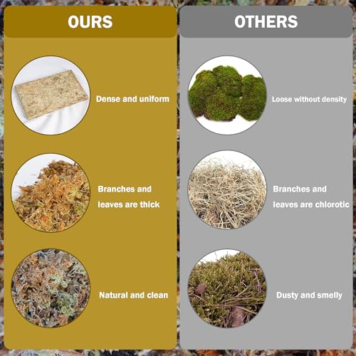 Hourleey 5.3 oz Sphagnum Moss for Plants, Premium Natural Long Fibered Dried Moss Potting, Sphagnum Peat Moss Bulk for Orchids Succulent Carnivorous Potted Plant Reptiles Medium Sarracenia