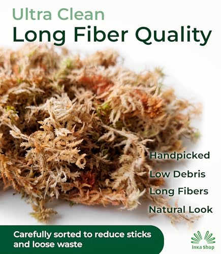 Sphagnum Moss for Reptiles Dried Long Fiber Natural Peruvian Bedding Terrarium Substrate Humid Hide Leopard Gecko Snake Frog Tortoise Turtle Tarantula Amphibian Vivarium Bioactive Enclosure 3.5 oz