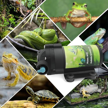 Reptile Misting System with Timer, 6 Adjustable-Joint Nozzles, Self-Priming Pump, Quiet Fine Mist for Chameleons, Geckos, Frogs & Terrariums