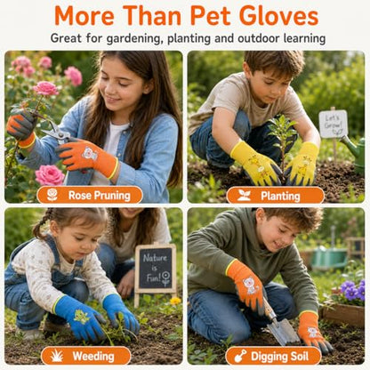 Kids Hamster Anti-bite Gloves,Small Pet Scratch Proof, Children Gardening Gloves,3 Pairs with Cute Print - size: XXS AGE 3-6