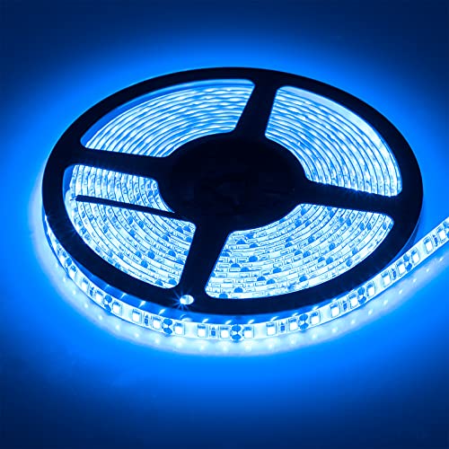 SUPERNIGHT 600 LEDs Blue Strip Light, 16.4FT Waterproof Flexible Rope Lights, 12V Blue Tape Lights for Bedroom, Mirror, Kitchen, Boat, Party, Anniversary, Holiday Decoration - color: Blue