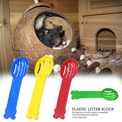 8Pcs Plastic Litter Scoop Small Pet Sand Spoon Shovel for Pet Cleaning Necessary Tool for Breeding Pets 4 Color