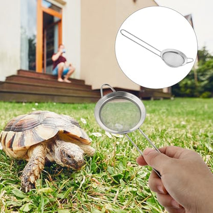 BESTonZON 2pcs Reptile Sand Scoop Stainless Steel Filtering Mesh Shovel for Sand Substrate Cleaning in Terrariums, Sturdy Litter Sifter for Desert Lizards and Snakes