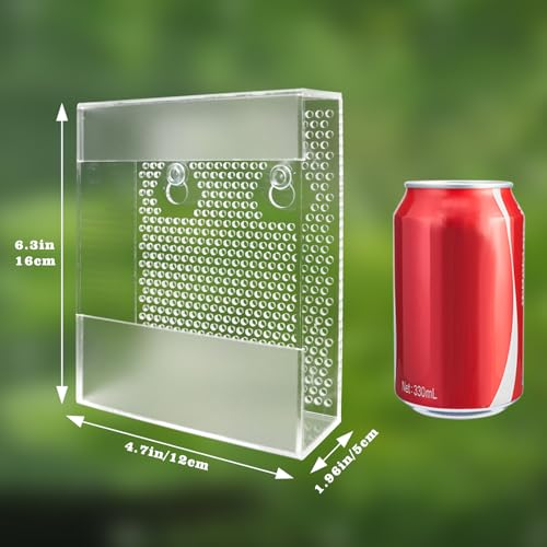 Acrylic Reptile Feeder with Suction Cups, Wall-Mounted Bearded Dragon Food Bowl, Tank Accessories for Bearded Dragon, Gecko, Chameleon, Frog