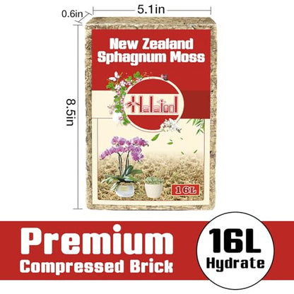 Halatool Premium New Zealand Sphagnum Moss, 200g(16L When Hydrated), for Orchid Repotting Succulent Sarracenia Potted Plants Gardening & Reptiles - size: 16L