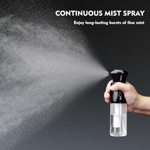 Continuous Spray Bottle, 6.8 OZ Hair Spray Bottles, Ultra-Fine Mister Spray Bottle for Hairstyling, Cleaning, Plants, Pets, Salons, and More (1 Pack) - color: Black