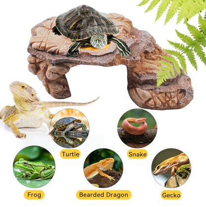 Turtle Basking Climbing Platform Resin Basking Platform for Turtles Aquarium Fish Tank Ornament Reptile Climbing Ramp Decorations Tortoise, Gecko and Beard Dragon