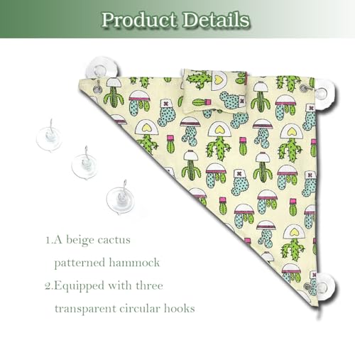 Bearded Dragon Hammock with Pillow, Swing Hanging Reptile Bed Lounger, Reptile Cover Substrate Tank Accessorie with Suction for Axolotl Bearded Dragon Geckos Lizard Terrariums Accessories