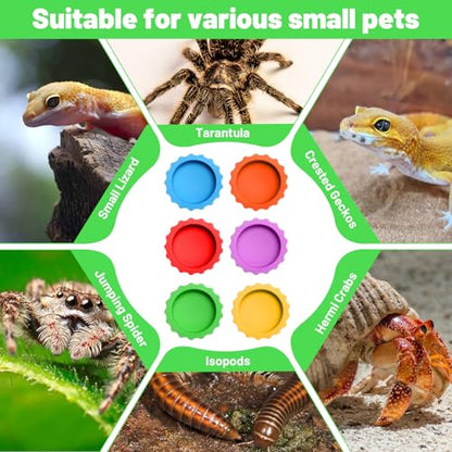 12 Pcs Gecko Food Dish Silicone Reptile Bowl Crested Gecko Food and Water Bowl Reusable Reptile Feeding Cups Gecko-Tank Accessories for Hermit Crab,Turtle,Snake and Lizard