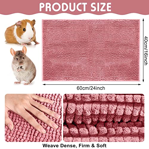 Amylove 4 Pcs Guinea Pig Cage Liner 16 x 24 Inch Washable Chenille Pee Pads Pet Dog Cat Bedding Training Mat Reusable for Small Animals Puppy Bunny Hamster Chinchilla - color: Pink, size: 16 x 24 Inch, style: Low Pile Chenille