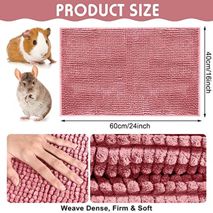 Amylove 4 Pcs Guinea Pig Cage Liner 16 x 24 Inch Washable Chenille Pee Pads Pet Dog Cat Bedding Training Mat Reusable for Small Animals Puppy Bunny Hamster Chinchilla - color: Pink, size: 16 x 24 Inch, style: Low Pile Chenille