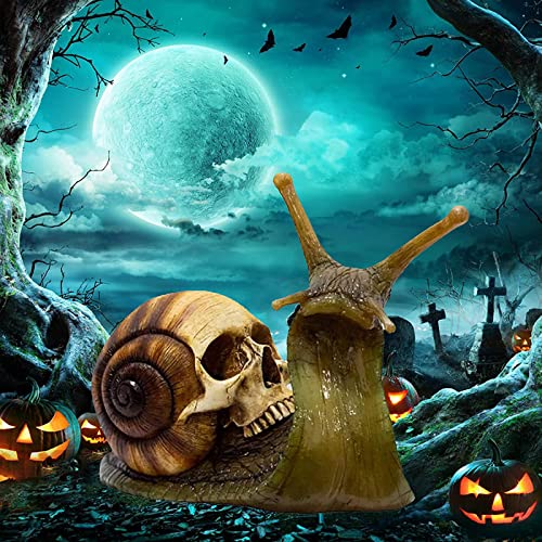 Halloween Skull Snail Resin Sculpture Gothic Home Decor Outdoor Garden Yard Decoration (1)