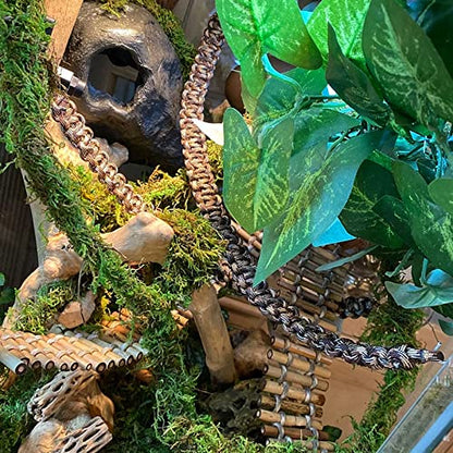 2 Pcs Reptile Vines for Climbing Bendable Jungle Vines Made of Handmade Umbrella Cord Weaving Rope Decor with 3 Suction Cup Accessories for Chameleon Crab Lizards Snakes Gecko Frog Hermit Crab