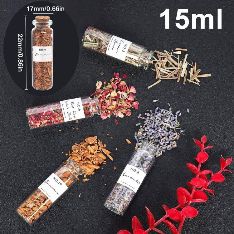 HNSHAG Witchcraft Supplies Herbs and Flowers Kit, 24pack Dried Herb for Spell Jars, Witchy Beginners, Witchcraft Altar Supplies and Decor, Rose Cinnamon Spiritual Herb for Witchy Gifts for Women - size: 15ml 24pack