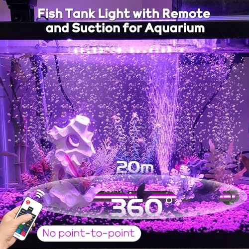 Bubble Fish Tank Light：Ip68 Waterproof Fish Aquarium Lights with Oxygen Boost for 12-17 inch Saltwater Freshwater Tanks -Submersible Led Lights with Remote for Aquatic Pet Plants Lovers - size: 12 inch Nanoscale Bubbles