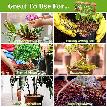 Riare 8 Pack Coco Chips Substrate for Plants- 8.8lb 100% Organic Coconut Husk Brick with Low EC and pH Balanced, High Expansion Coconut Substrate Coco Husk Mulch for Garden Flowers, Herbs, Planting - color: 8 Pack