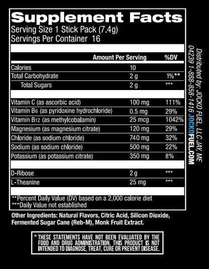 Jocko Fuel Hydrate Electrolytes Powder Packets Bundle Lemon Lime and Blue Raspberry - Hydration Amplifier Packets for Recovery, Dehydration, & Exercise - with Vitamins B6, B12 & C (32 Packets)
